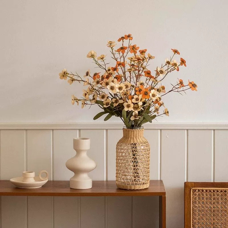 Kunstblumen Pflaumenblüten Zweig 60cm, Täuschend Echt im Vintage-Stil, Dekozweig für Vase, Tischdeko, Hochzeit, Langlebiger Seidenblumen-Strauß