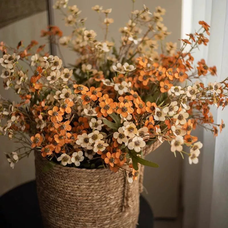 Kunstblumen Pflaumenblüten Zweig 60cm, Täuschend Echt im Vintage-Stil, Dekozweig für Vase, Tischdeko, Hochzeit, Langlebiger Seidenblumen-Strauß