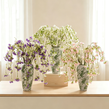 Künstliche Hängeblumen 5er Set, 93 cm lang, Lebensechte Blütenzweige für Dekoration, Hochzeit, Gastronomie & Floristik, pflegeleicht