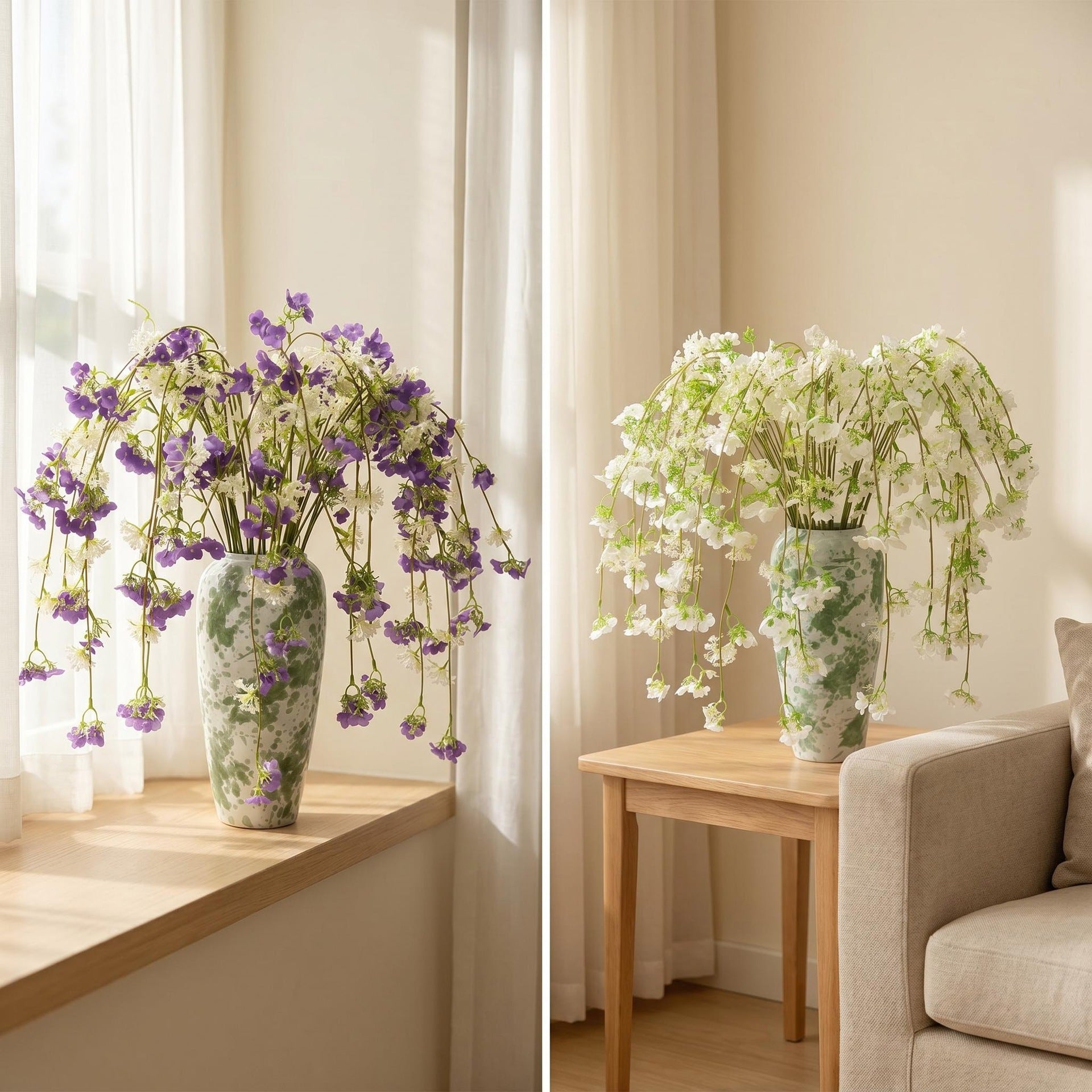 Künstliche Hängeblumen 5er Set, 93 cm lang, Lebensechte Blütenzweige für Dekoration, Hochzeit, Gastronomie & Floristik, pflegeleicht