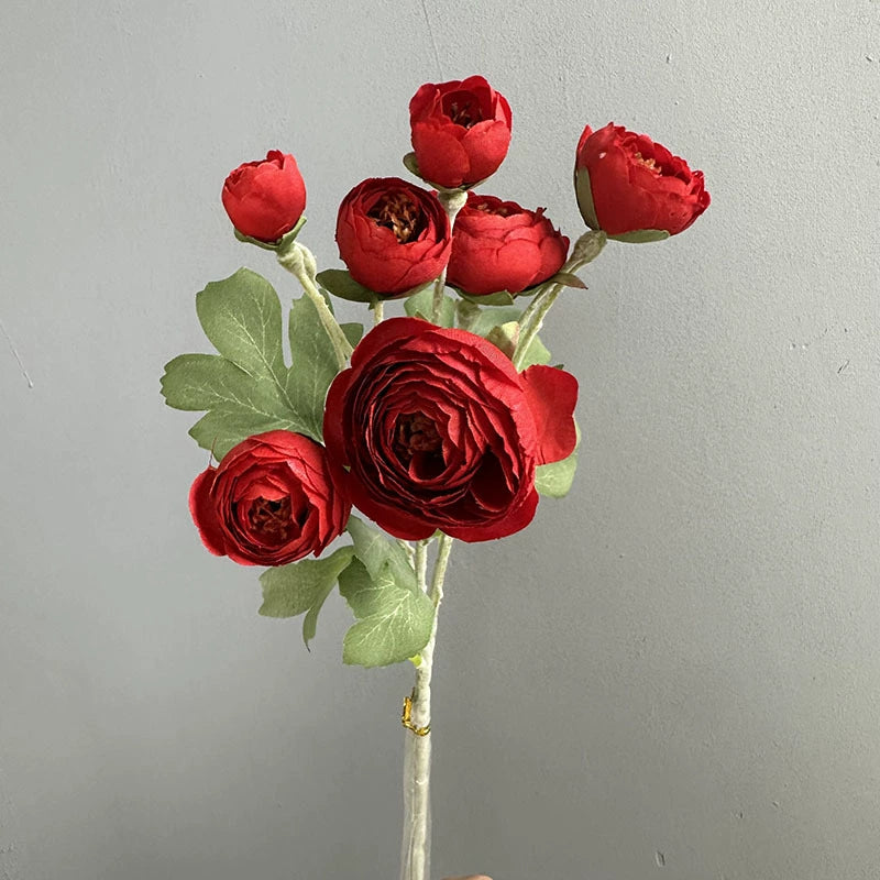 Künstliche 7-Kopf Camellia Blume, 47 cm, realistisch, in 8 Farben, ideal für Hochzeiten, Veranstaltungen, Café-Dekoration, langlebig, pflegeleicht