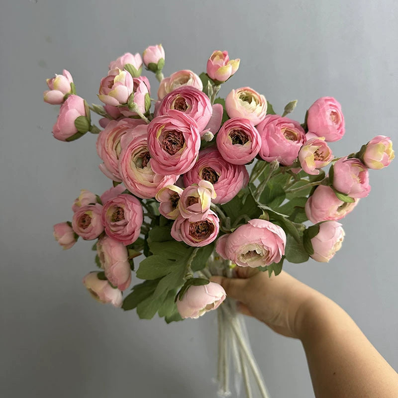 Künstliche 7-Kopf Camellia Blume, 47 cm, realistisch, in 8 Farben, ideal für Hochzeiten, Veranstaltungen, Café-Dekoration, langlebig, pflegeleicht