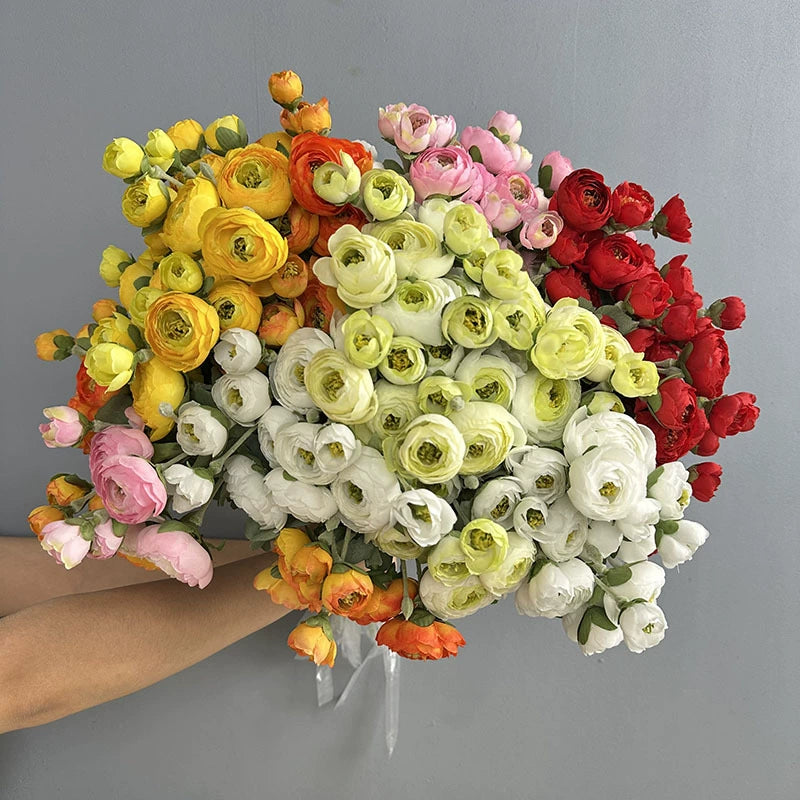 Künstliche 7-Kopf Camellia Blume, 47 cm, realistisch, in 8 Farben, ideal für Hochzeiten, Veranstaltungen, Café-Dekoration, langlebig, pflegeleicht