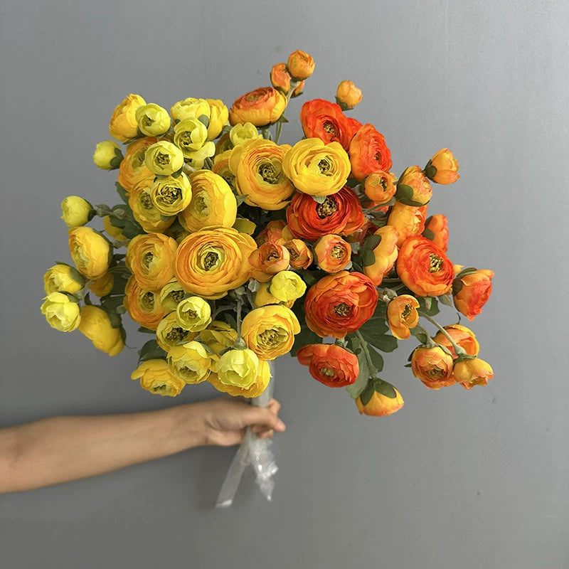 Künstliche 7-Kopf Camellia Blume, 47 cm, realistisch, in 8 Farben, ideal für Hochzeiten, Veranstaltungen, Café-Dekoration, langlebig, pflegeleicht