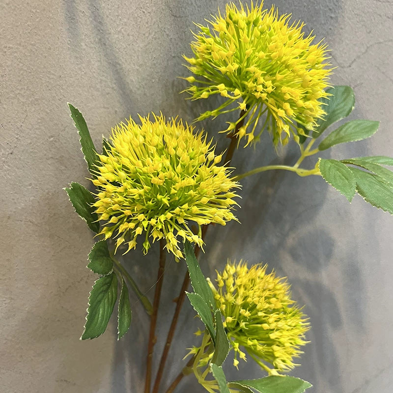 Zierlauch künstlich 67cm, 3 Allium Blütenköpfe pro Stiel, Täuschend Echte Kunstblume für Bodenvase, Hochzeit, Gastronomie & Floristik
