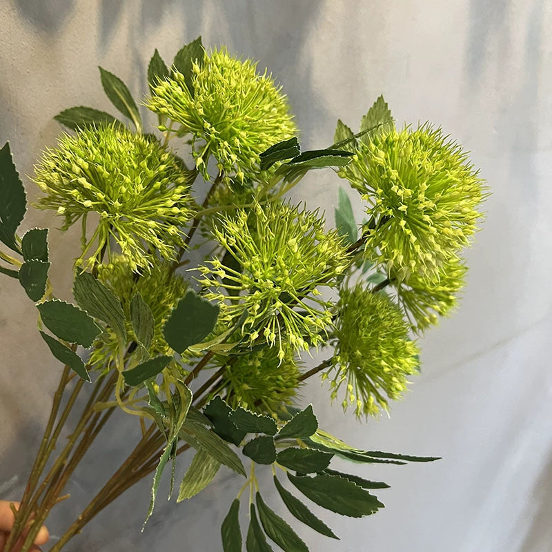 Zierlauch künstlich 67cm, 3 Allium Blütenköpfe pro Stiel, Täuschend Echte Kunstblume für Bodenvase, Hochzeit, Gastronomie & Floristik