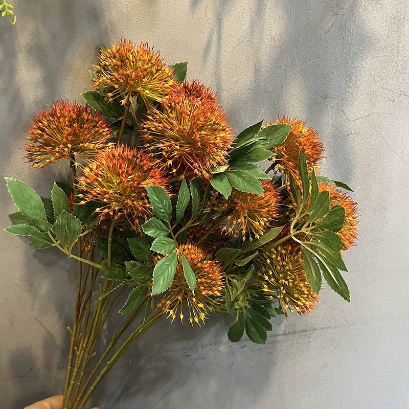 Zierlauch künstlich 67cm, 3 Allium Blütenköpfe pro Stiel, Täuschend Echte Kunstblume für Bodenvase, Hochzeit, Gastronomie & Floristik