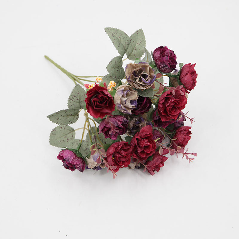 Kunstrosen Strauß 21 Köpfe, 30 cm Diamant-Rose in Herbstfarben, täuschend echte Seidenblumen für Hochzeit, Vase, Deko & Grabschmuck
