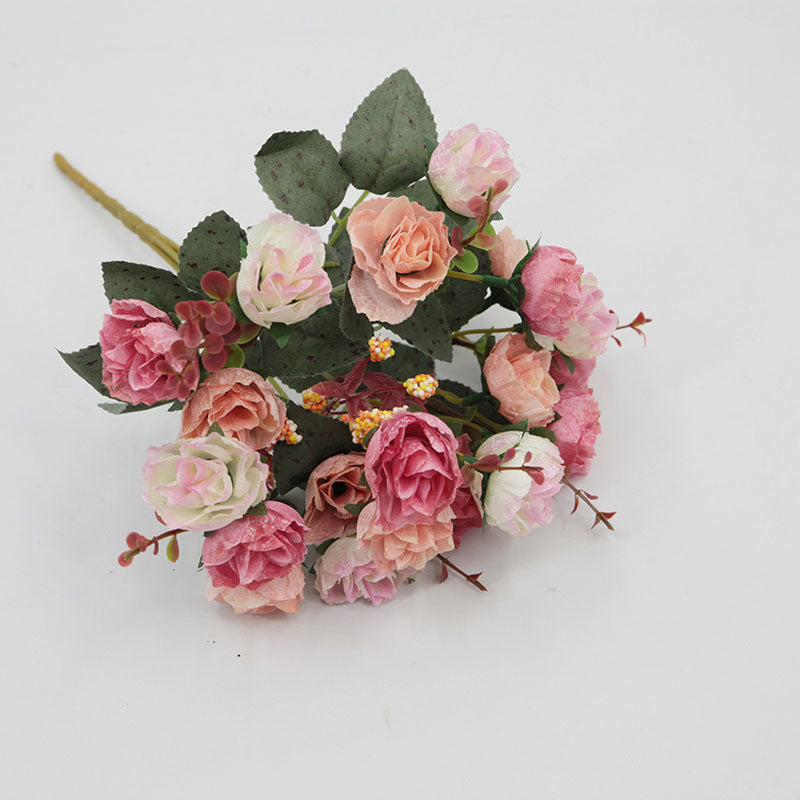 Kunstrosen Strauß 21 Köpfe, 30 cm Diamant-Rose in Herbstfarben, täuschend echte Seidenblumen für Hochzeit, Vase, Deko & Grabschmuck