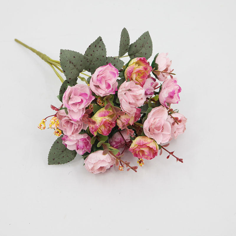 Kunstrosen Strauß 21 Köpfe, 30 cm Diamant-Rose in Herbstfarben, täuschend echte Seidenblumen für Hochzeit, Vase, Deko & Grabschmuck