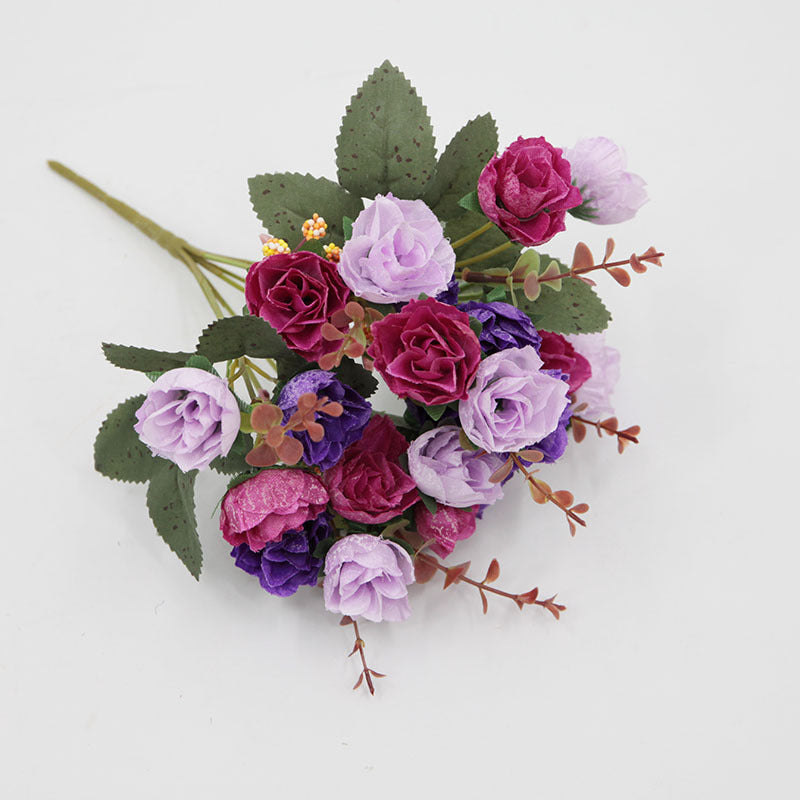 Kunstrosen Strauß 21 Köpfe, 30 cm Diamant-Rose in Herbstfarben, täuschend echte Seidenblumen für Hochzeit, Vase, Deko & Grabschmuck