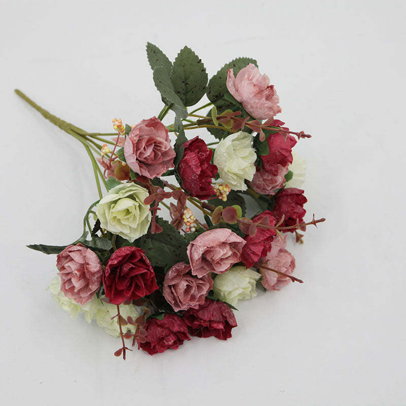 Kunstrosen Strauß 21 Köpfe, 30 cm Diamant-Rose in Herbstfarben, täuschend echte Seidenblumen für Hochzeit, Vase, Deko & Grabschmuck
