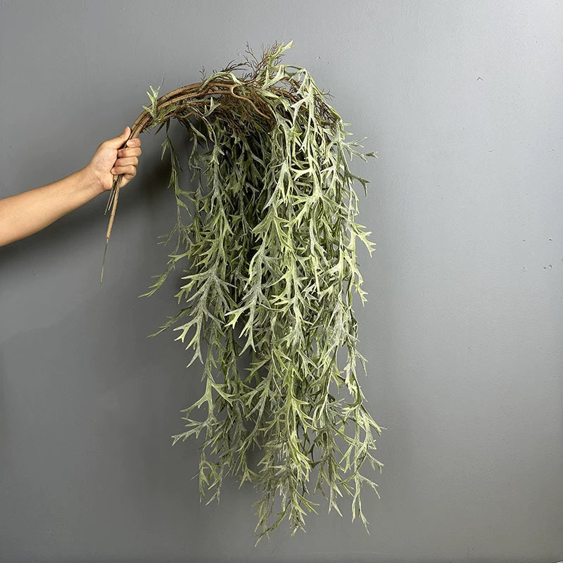 Künstlicher Geweihfarn Hängepflanze 2er-Set, 120 cm, Täuschend Echte Kunstpflanze für Wanddeko, Floristik, Hochzeit & Zuhause