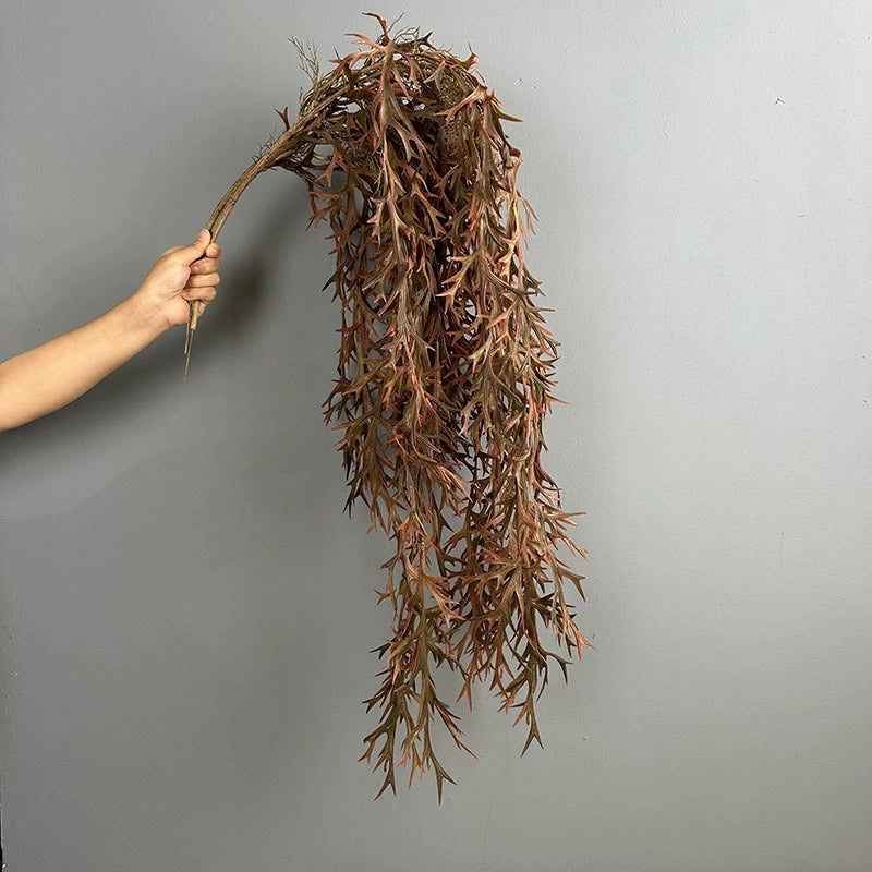Künstlicher Geweihfarn Hängepflanze 2er-Set, 120 cm, Täuschend Echte Kunstpflanze für Wanddeko, Floristik, Hochzeit & Zuhause
