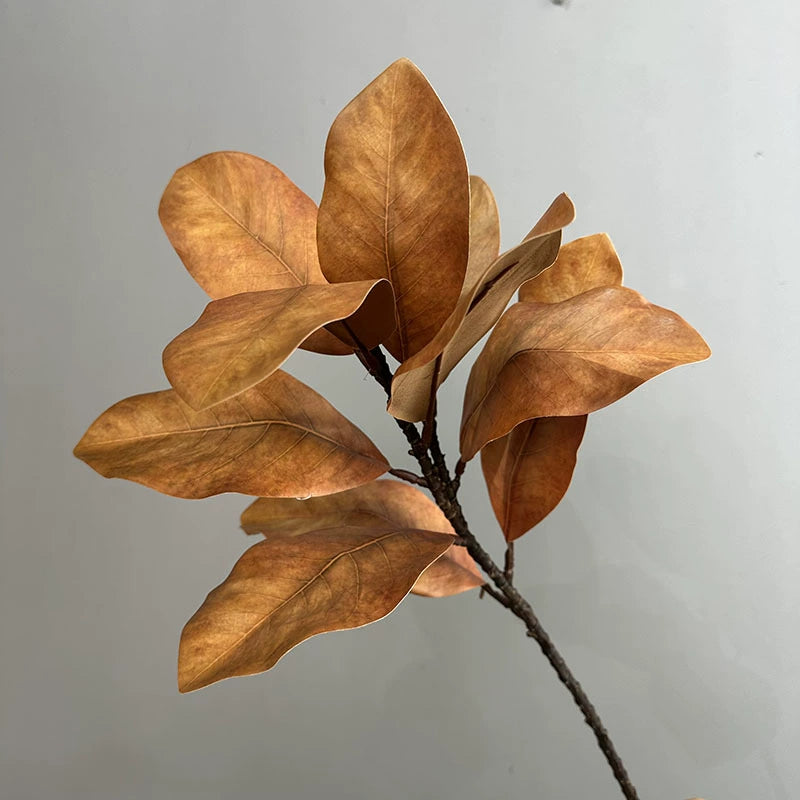 Künstlicher Magnolienzweig 56 cm, Täuschend Echte Blätter, Dekozweig für Vase, Floristik, Hochzeit, Mengenrabatt für B2B