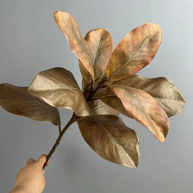 Künstlicher Magnolienzweig 56 cm, Täuschend Echte Blätter, Dekozweig für Vase, Floristik, Hochzeit, Mengenrabatt für B2B