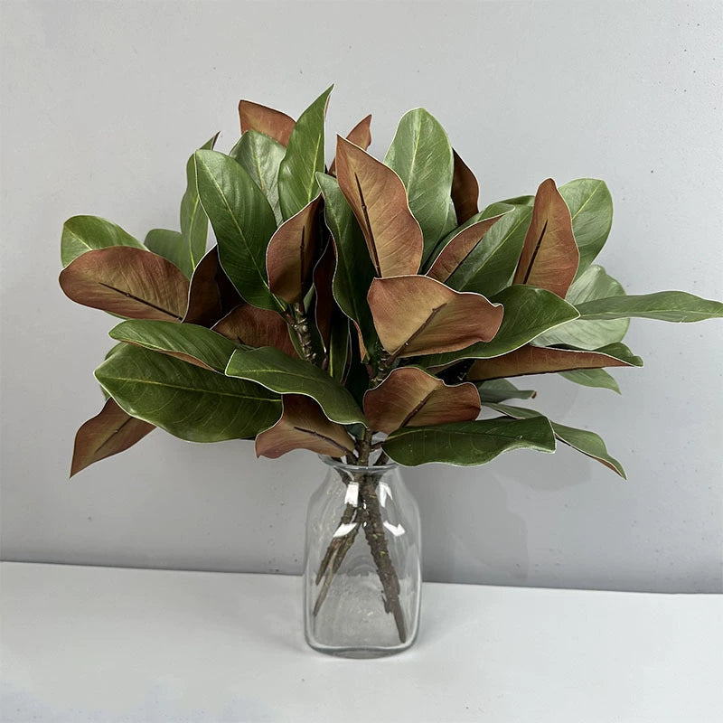 Künstlicher Magnolienzweig 56 cm, Täuschend Echte Blätter, Dekozweig für Vase, Floristik, Hochzeit, Mengenrabatt für B2B
