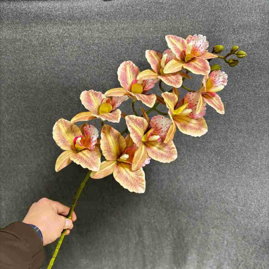 Künstliche 9 Kopf Cattleya Orchidee, 100 cm, realistische Textur, perfekt für Hochzeiten, Cafés, Einzelhandel, langlebig und wartungsfrei