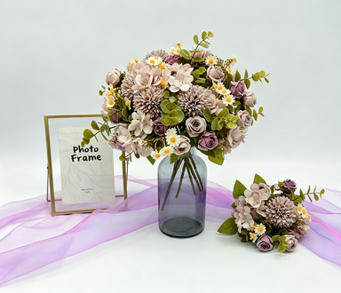 Künstlicher Blumenstrauß, 30 cm, realistisch, bunt, perfekt für Hochzeiten, Garten, Innendekoration, Café, Hotel