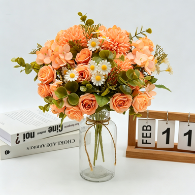 Künstlicher Blumenstrauß, 30 cm, realistisch, bunt, perfekt für Hochzeiten, Garten, Innendekoration, Café, Hotel