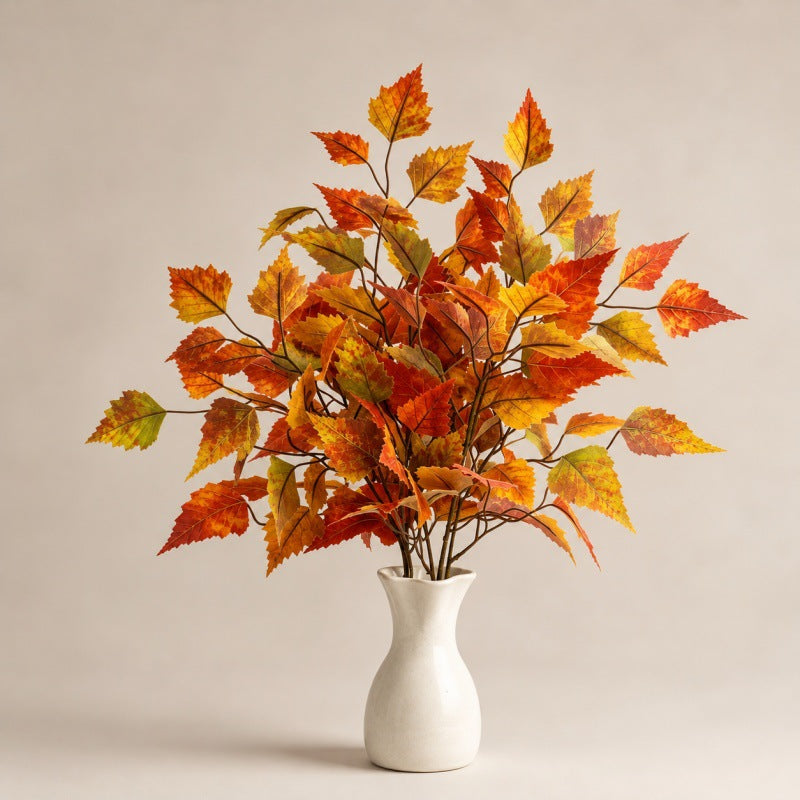 Künstlicher Ahornzweig 56 cm, Naturgetreue Ahornblätter in Herbstfarben, Dekozweig für Vase, Floristik, Hochzeit & Herbstdeko