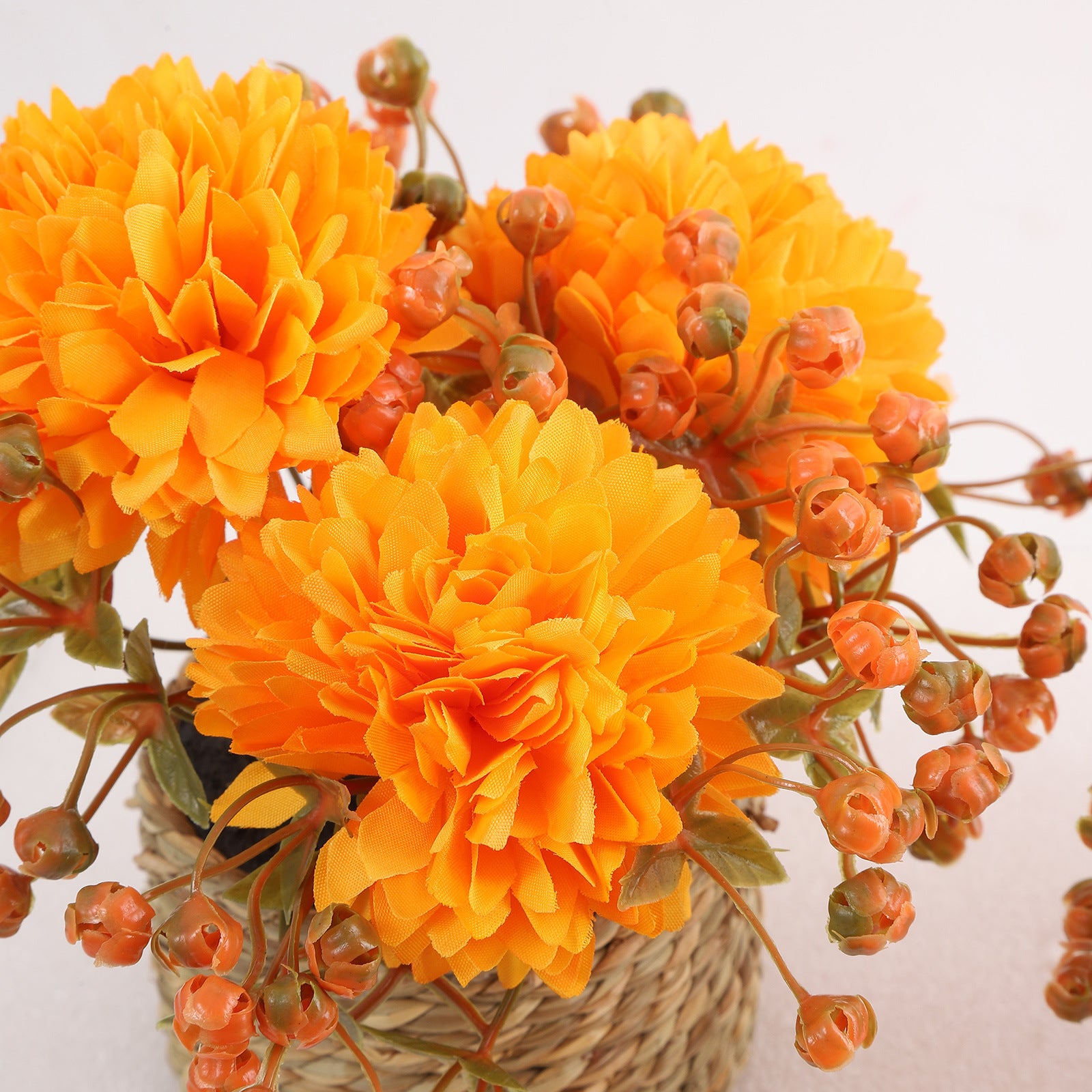 Künstliche Chrysanthemen im Topf, 2er-Set, 14cm | Naturgetreue Kugel-Chrysantheme in Herbstfarben für Tischdeko, Hochzeit, Gastronomie