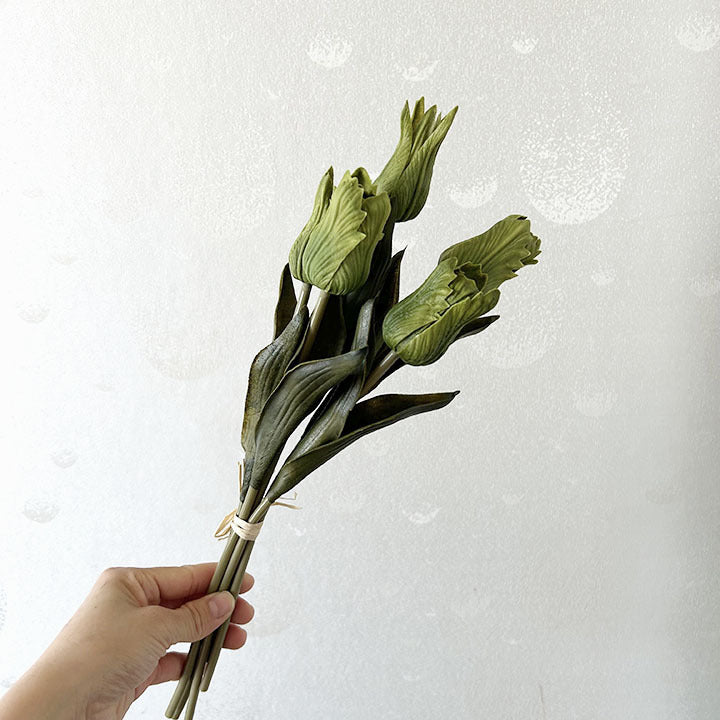 Tulpenbund Künstlich 34 cm, Vintage Tulpen in Herbstfarben, Realistische Kunstblumen für Dekoration, Hochzeit, Gastronomie & Floristik