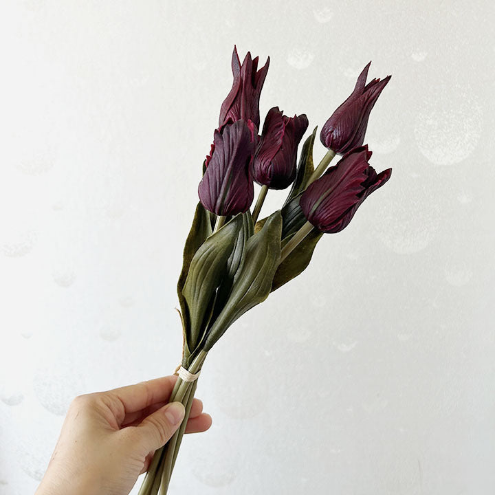 Tulpenbund Künstlich 34 cm, Vintage Tulpen in Herbstfarben, Realistische Kunstblumen für Dekoration, Hochzeit, Gastronomie & Floristik
