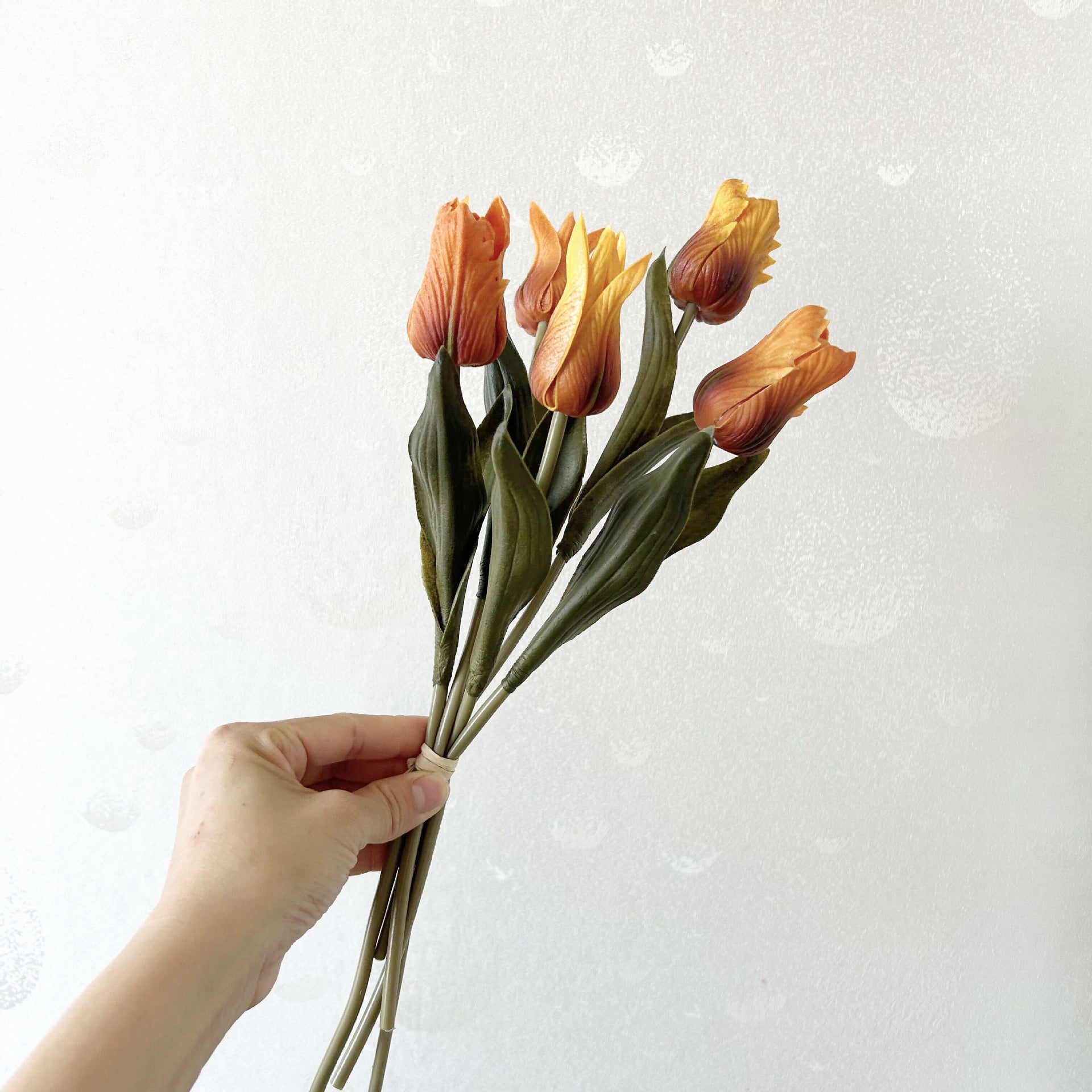 Tulpenbund Künstlich 34 cm, Vintage Tulpen in Herbstfarben, Realistische Kunstblumen für Dekoration, Hochzeit, Gastronomie & Floristik