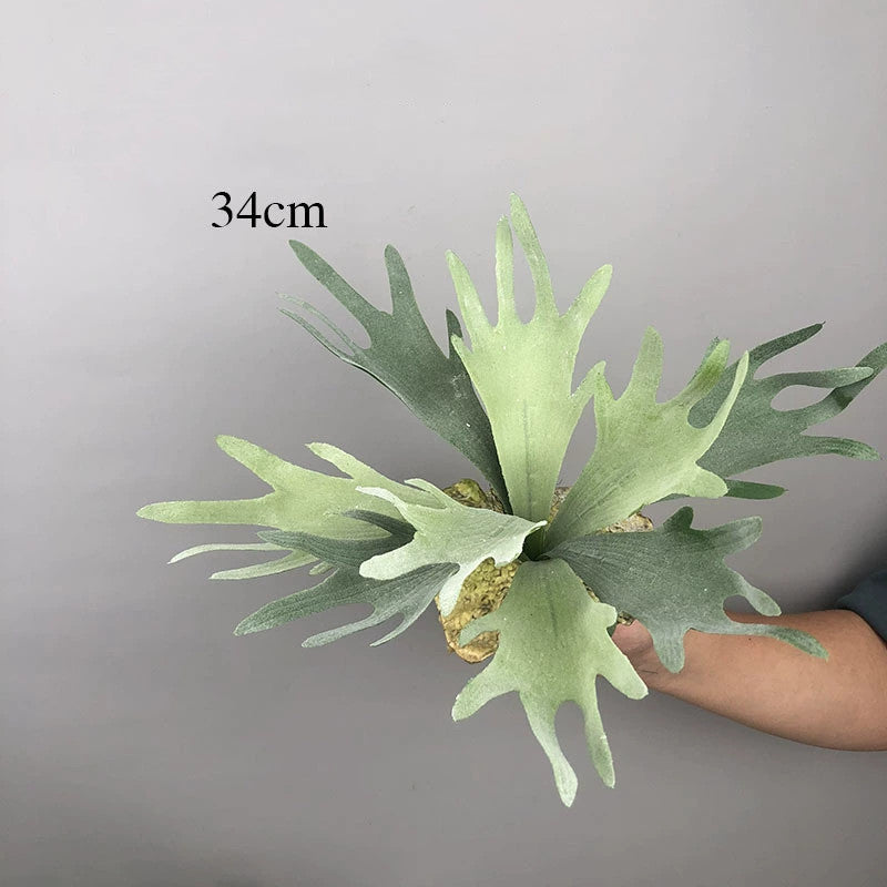 Künstliche Sukkulente mit Geweihblättern, 30 cm, realistische Optik, ideal für Hochzeiten, Cafés, Wohnräume, langlebig, pflegeleicht