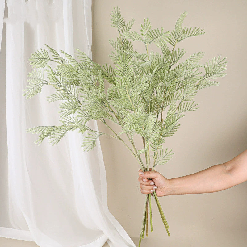 75 cm hohe, realistische Mimose, graugrün, perfekte Dekoration für Hochzeiten, Cafés, Einzelhandel, pflegeleicht, langlebig, allergiefrei