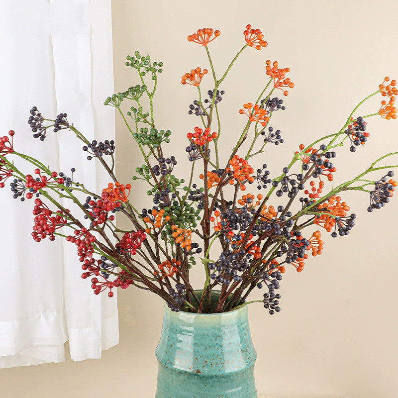 80 cm rote und blaue künstliche Beeren, realistisch, für Hochzeiten, Innendekoration, Café- und Einzelhandel, pflegeleicht