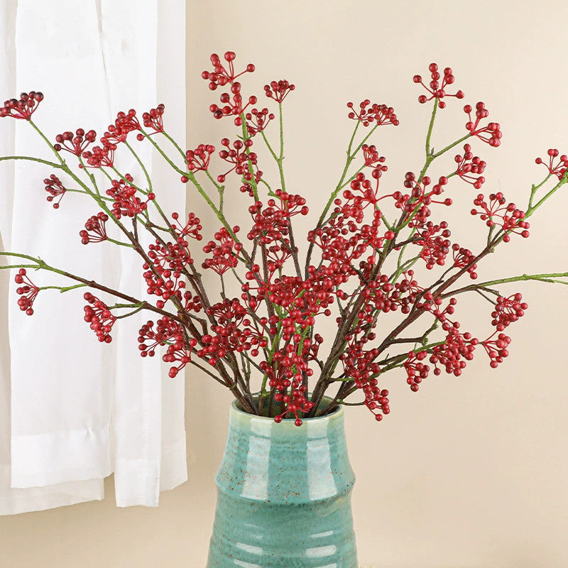 80 cm rote und blaue künstliche Beeren, realistisch, für Hochzeiten, Innendekoration, Café- und Einzelhandel, pflegeleicht