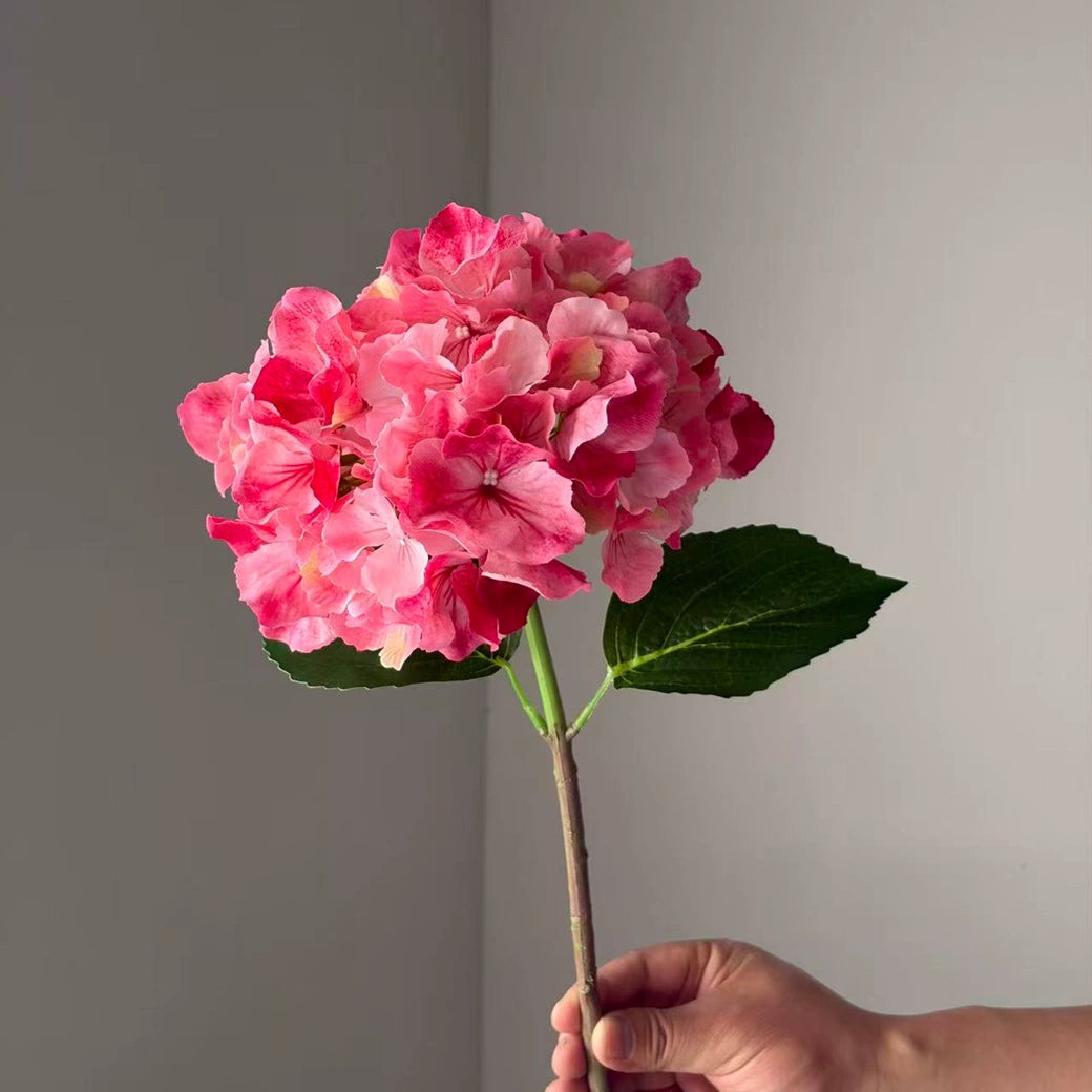 Faux-Hydrangea mit großen Blütenblättern, 46 cm, tiefviolett, realistische Optik, ideal für Hochzeiten, Cafés, Einzelhandel