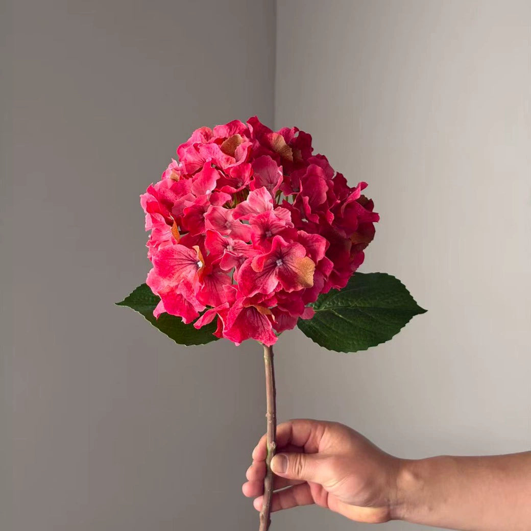 Faux-Hydrangea mit großen Blütenblättern, 46 cm, tiefviolett, realistische Optik, ideal für Hochzeiten, Cafés, Einzelhandel