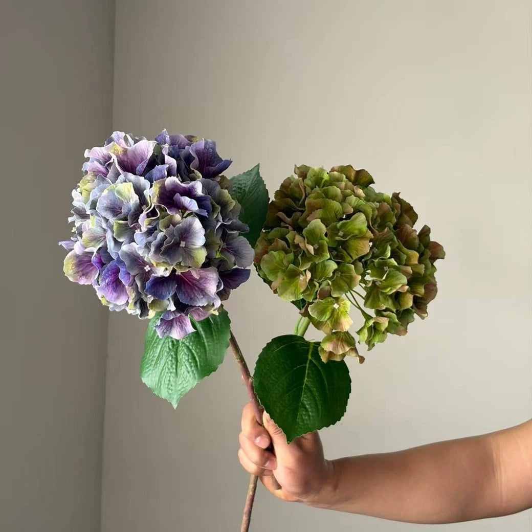 Faux-Hydrangea mit großen Blütenblättern, 46 cm, tiefviolett, realistische Optik, ideal für Hochzeiten, Cafés, Einzelhandel