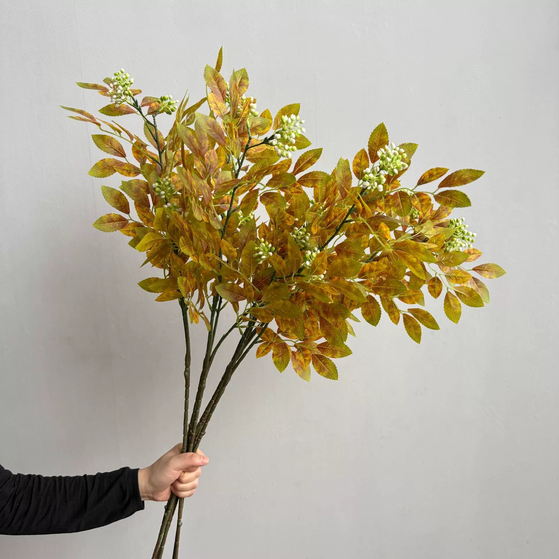 Künstliche Ulmenblätter und Buchenblätter, 86 cm, realistisch, herbstlich, ideal für Hochzeiten, Innendekoration, Floristen, Einzelhandel