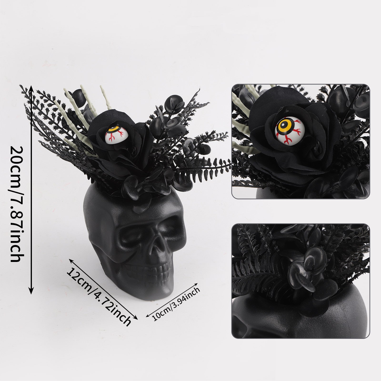 Halloween Skelettopflanze, 20cm Kunststoff, Gruselige Deko für Hochzeiten, Feste, Cafés, Hotels, Einzelhandel