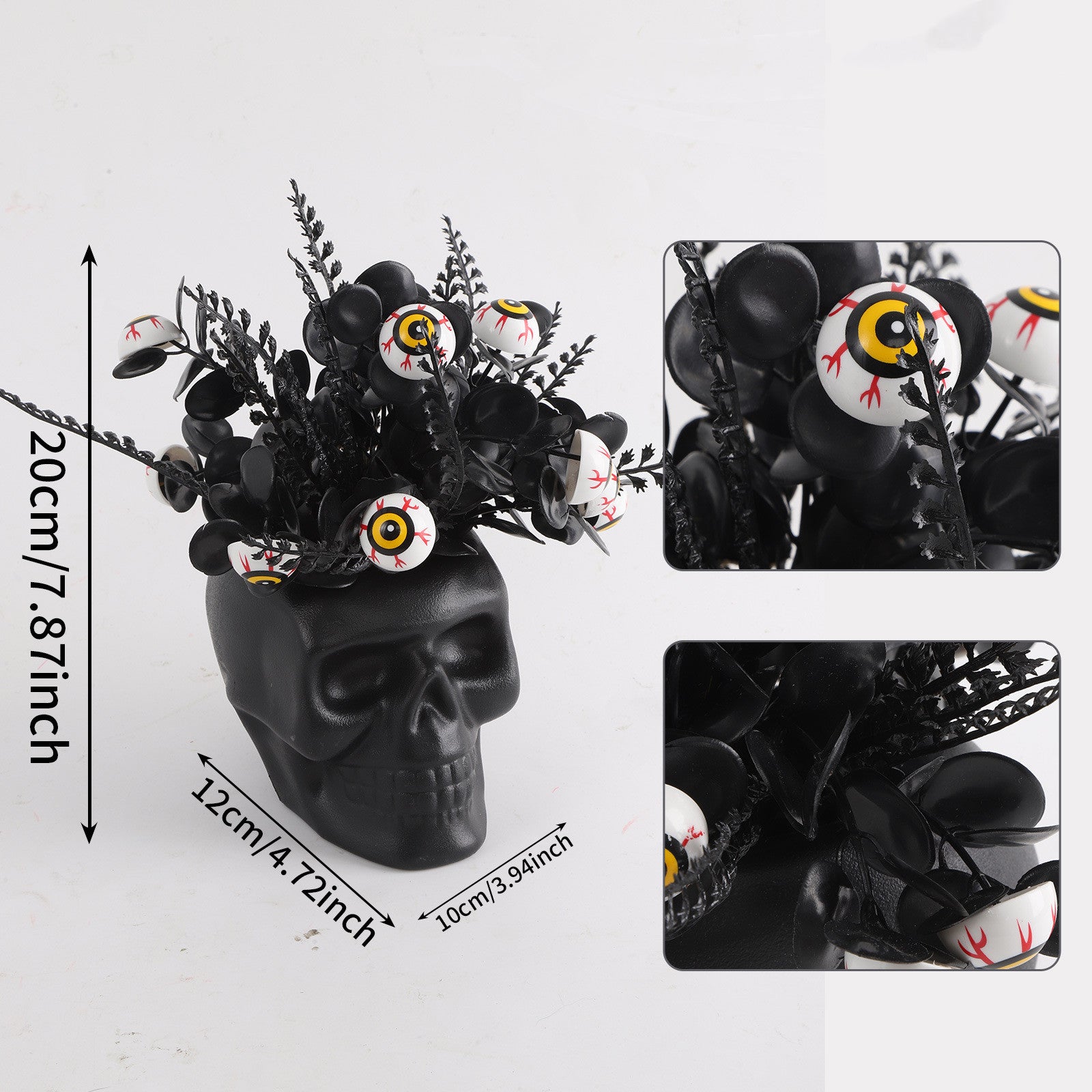 Halloween Skelettopflanze, 20cm Kunststoff, Gruselige Deko für Hochzeiten, Feste, Cafés, Hotels, Einzelhandel