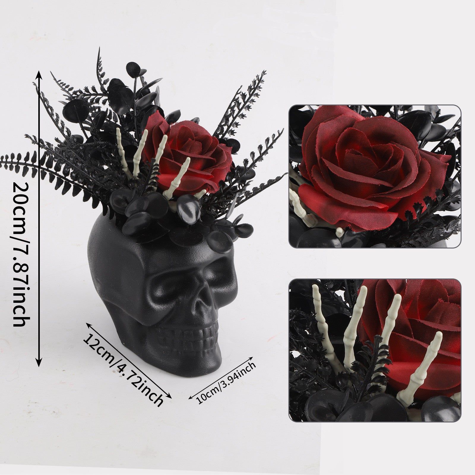 Halloween Skelettopflanze, 20cm Kunststoff, Gruselige Deko für Hochzeiten, Feste, Cafés, Hotels, Einzelhandel