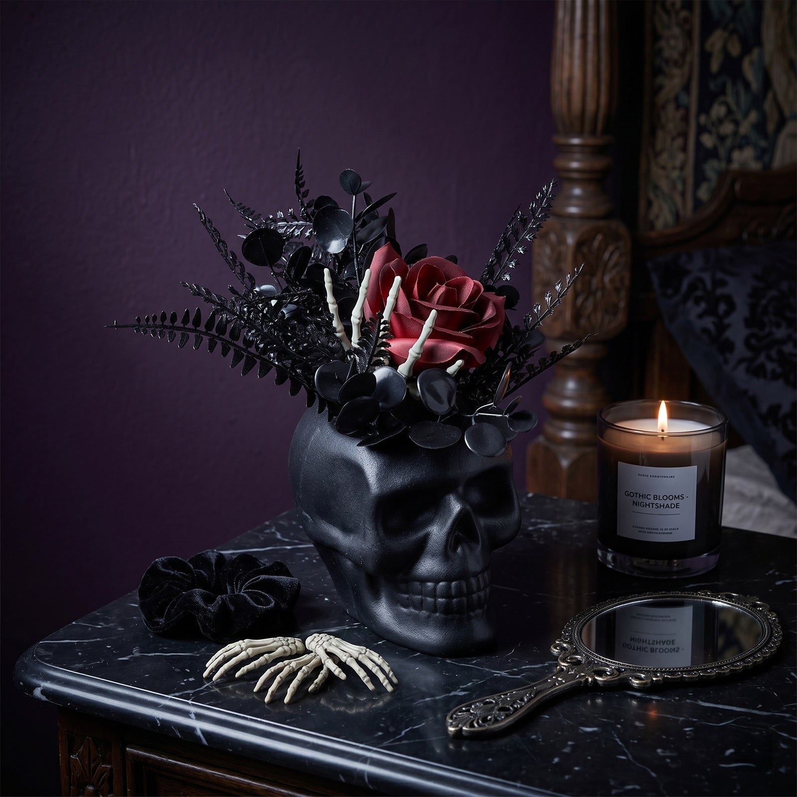 Halloween Skelettopflanze, 20cm Kunststoff, Gruselige Deko für Hochzeiten, Feste, Cafés, Hotels, Einzelhandel