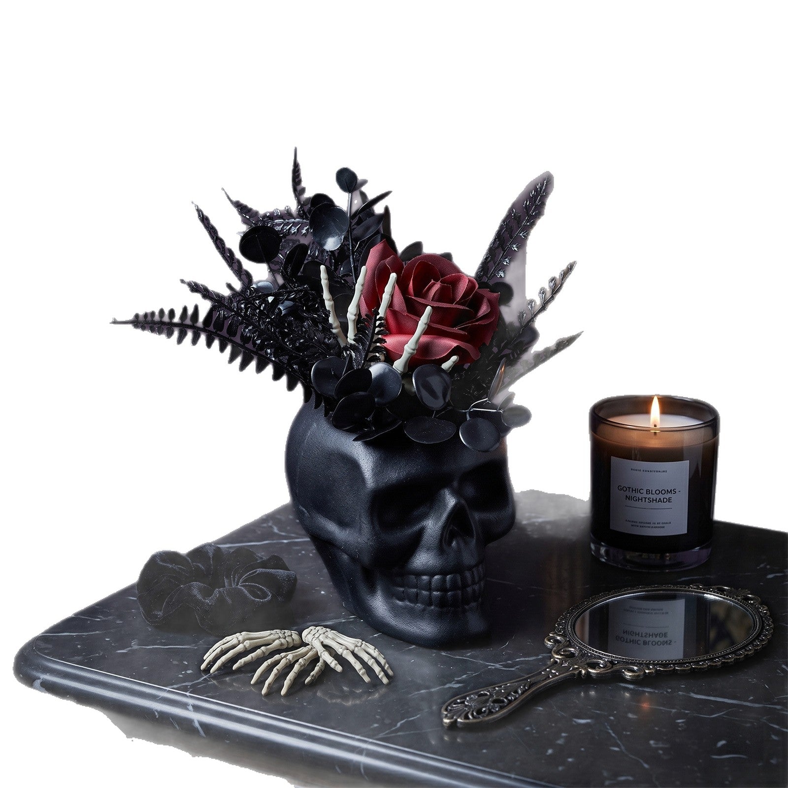 Halloween Skelettopflanze, 20cm Kunststoff, Gruselige Deko für Hochzeiten, Feste, Cafés, Hotels, Einzelhandel
