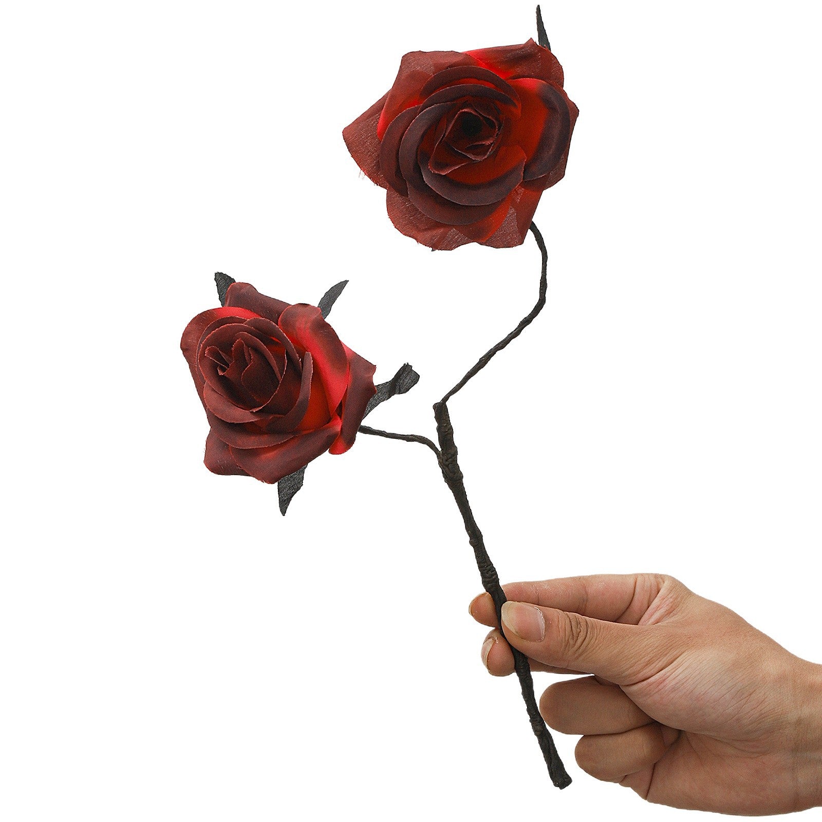 Faux-Rosen mit Spinnen, 38cm, Kunstseide, Gothic Halloween Deko, Hochzeiten, Partys, Innenräume
