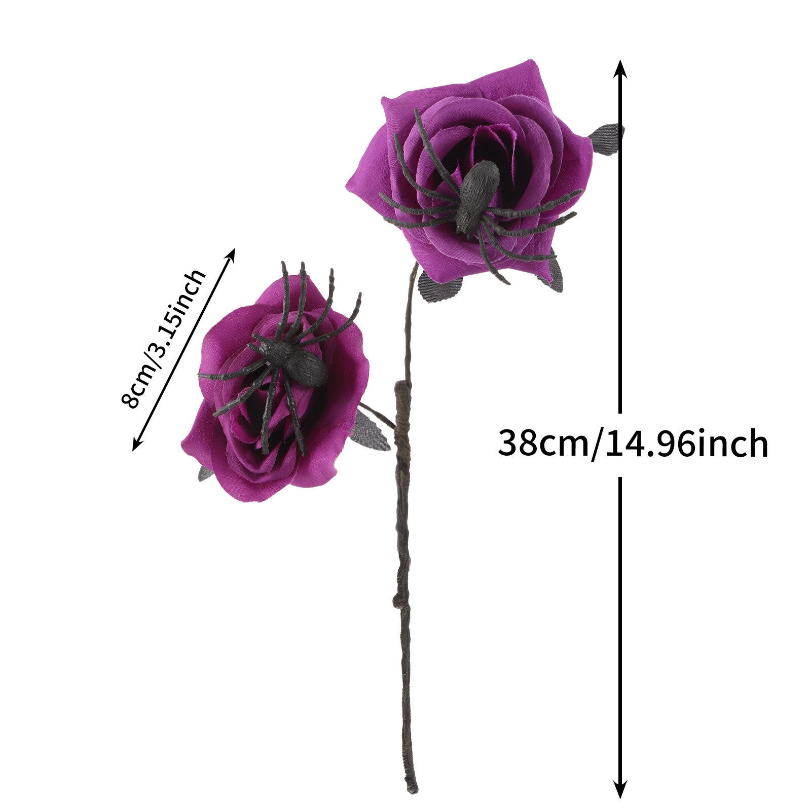 Faux-Rosen mit Spinnen, 38cm, Kunstseide, Gothic Halloween Deko, Hochzeiten, Partys, Innenräume