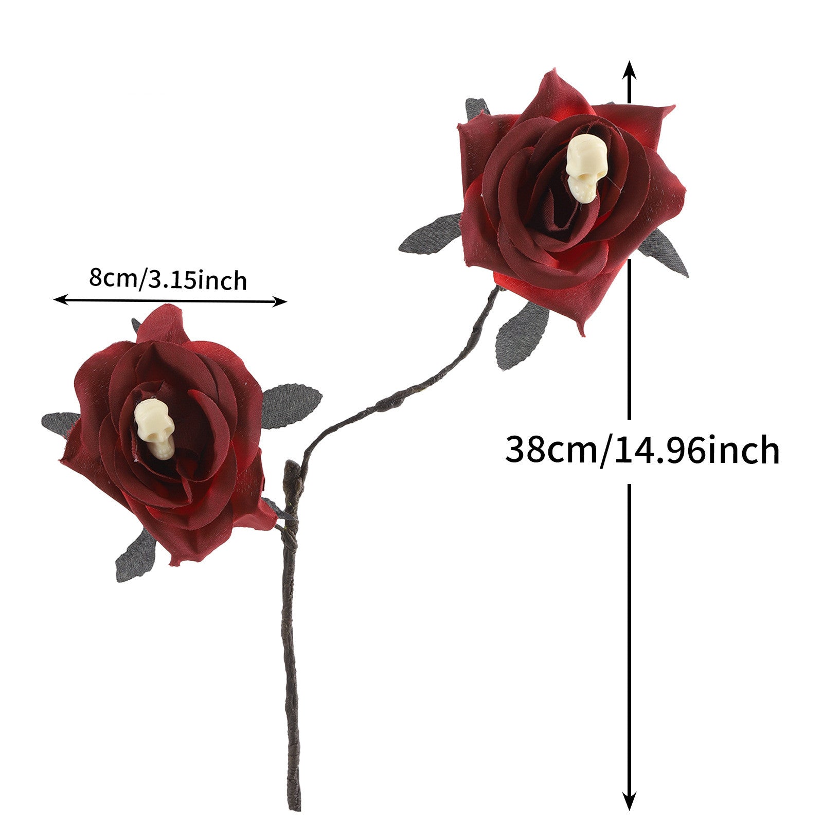 Faux-Rosen mit Spinnen, 38cm, Kunstseide, Gothic Halloween Deko, Hochzeiten, Partys, Innenräume