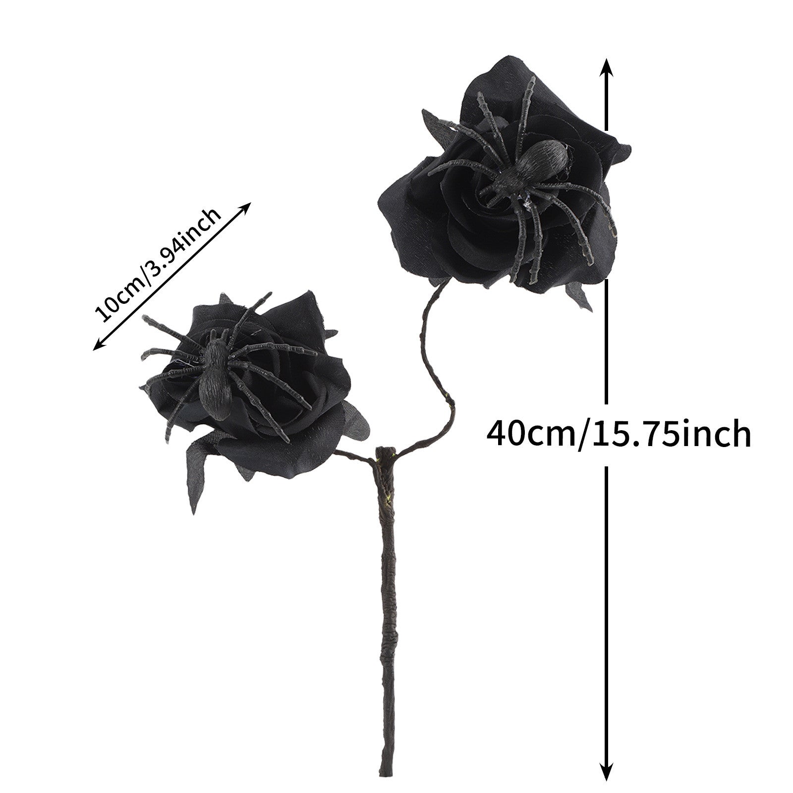 Faux-Rosen mit Spinnen, 38cm, Kunstseide, Gothic Halloween Deko, Hochzeiten, Partys, Innenräume