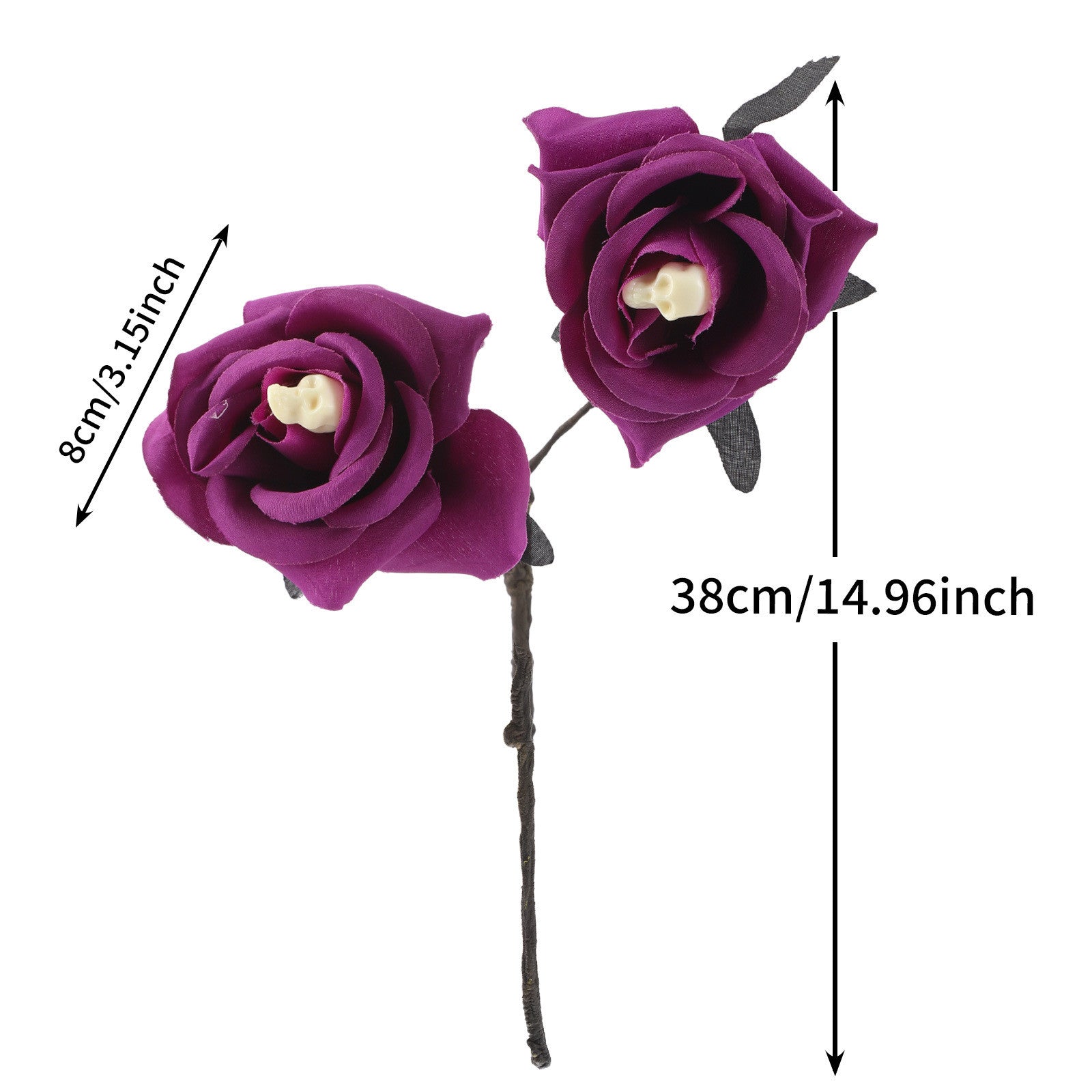Faux-Rosen mit Spinnen, 38cm, Kunstseide, Gothic Halloween Deko, Hochzeiten, Partys, Innenräume