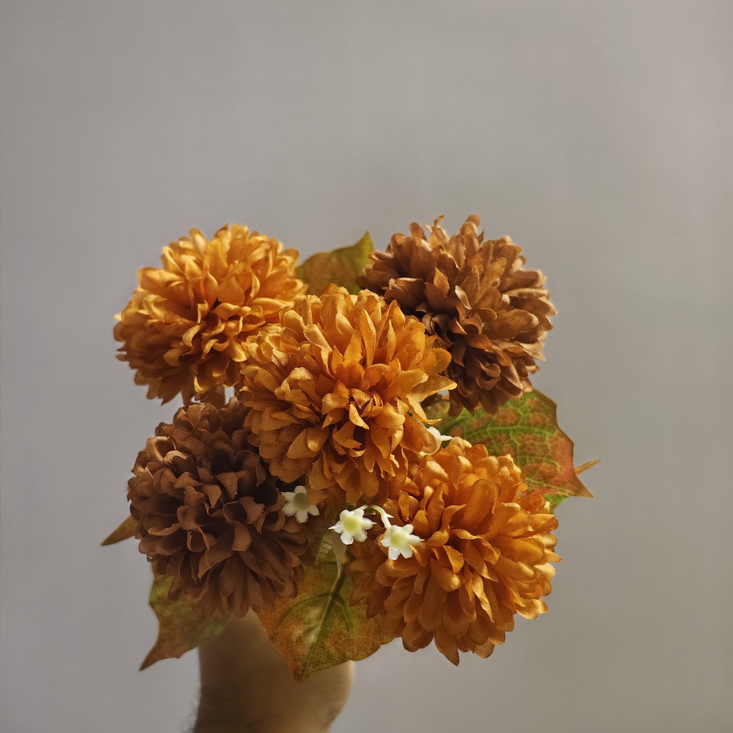 24 cm Herbst-Dahlienstrauß, Kunstseide, dekorativ für Hochzeit, Zuhause, Büro, langlebig und pflegeleicht
