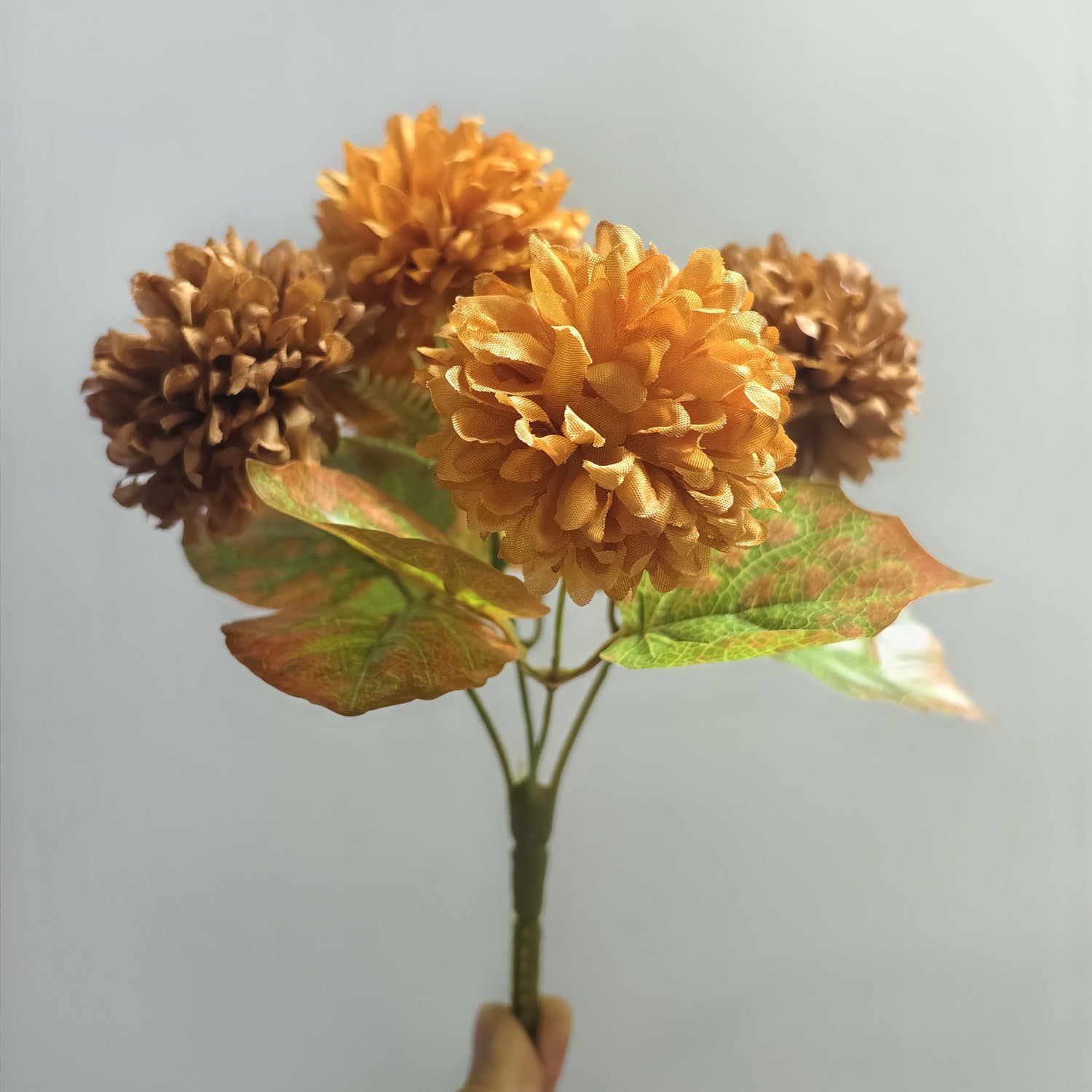 24 cm Herbst-Dahlienstrauß, Kunstseide, dekorativ für Hochzeit, Zuhause, Büro, langlebig und pflegeleicht