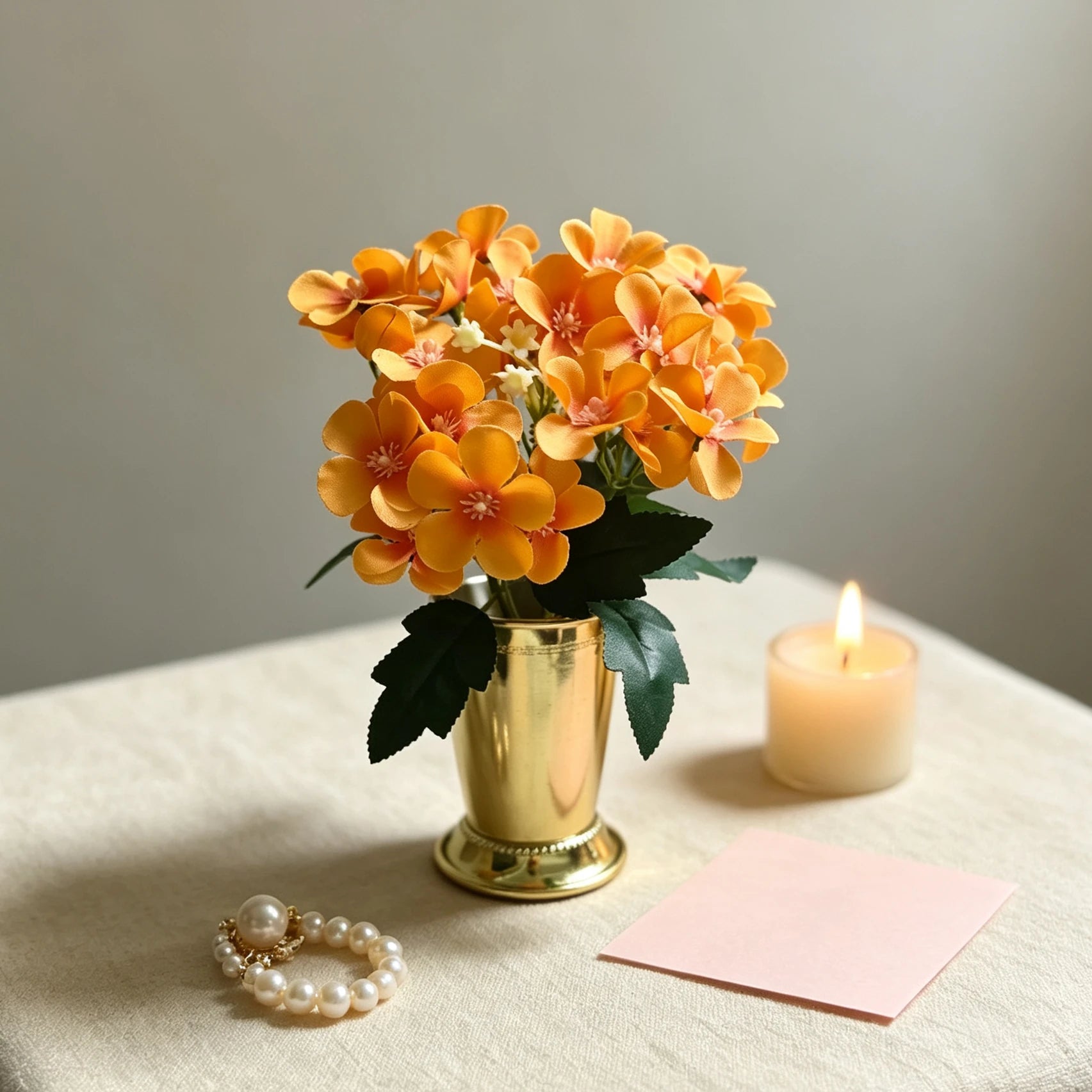 26cm Tangerine Peach Kunstblumenstrauß, Seide, Herbstdeko, Hochzeit, Innenraum, Café, Einzelhandel